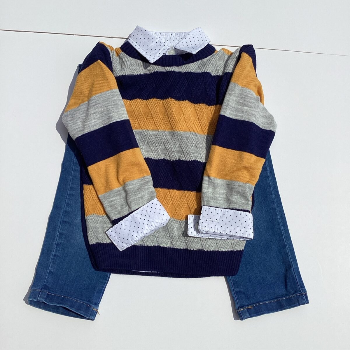 Elevate your style with this vibrant Yellow Stripe jumper set, designed for both fashion and comfort. Stay cozy and chic in this stylish ensemble - a must-have for your wardrobe!