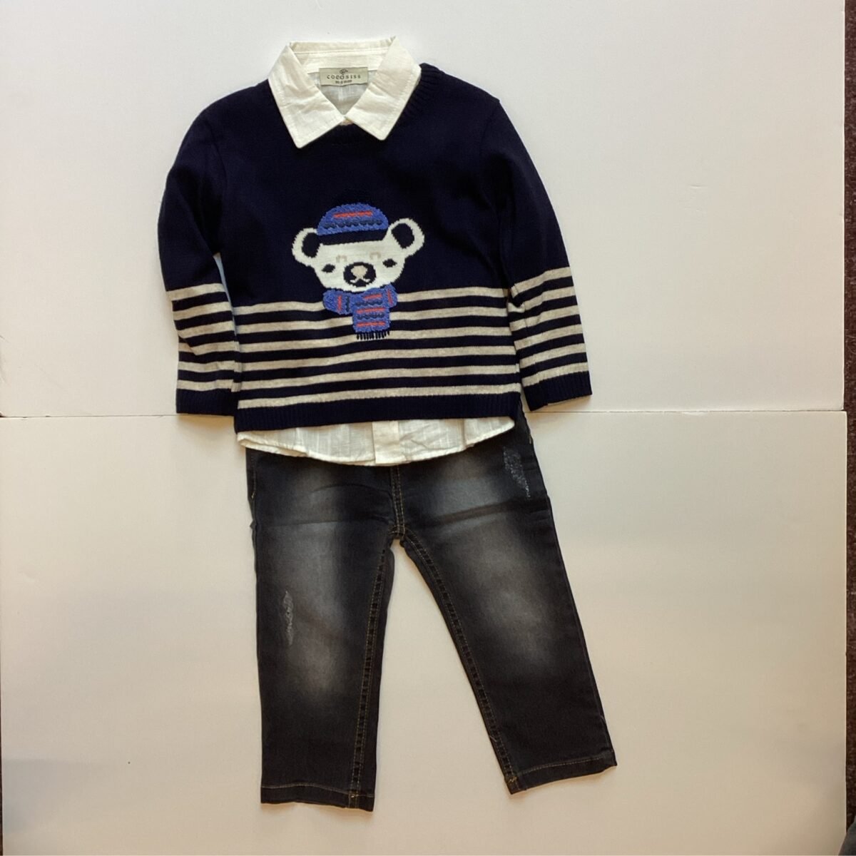 Navy Teddy jean 3 piece