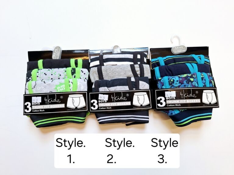 Three pairs of boxers featuring different colors and sizes, illustrating a range of options for personal choice.