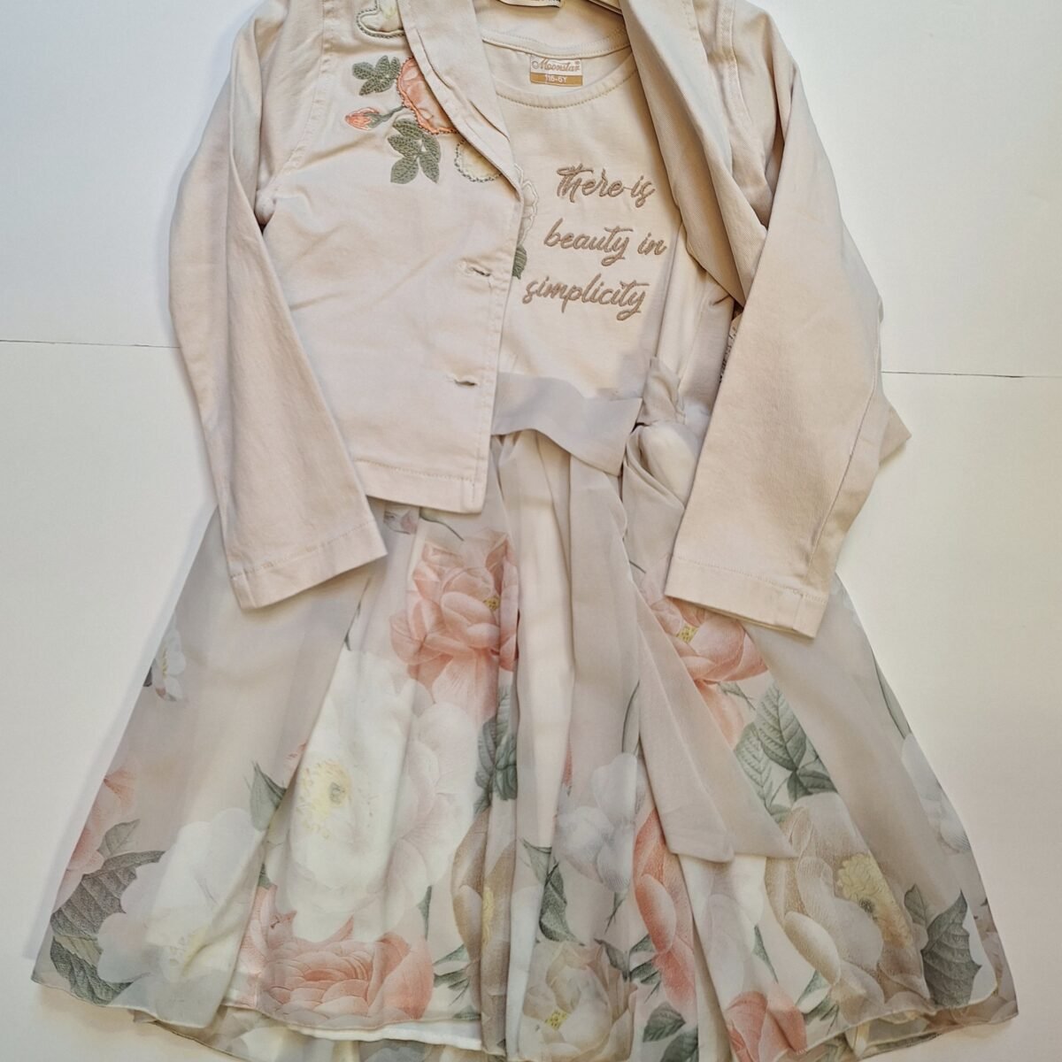 Elevate your wardrobe with this stunning Cream Jacket and Floral Dress 2 piece set. Perfect for any occasion, this ensemble effortlessly combines sophistication with a touch of floral charm. Add it to your cart now for a fashion-forward look!